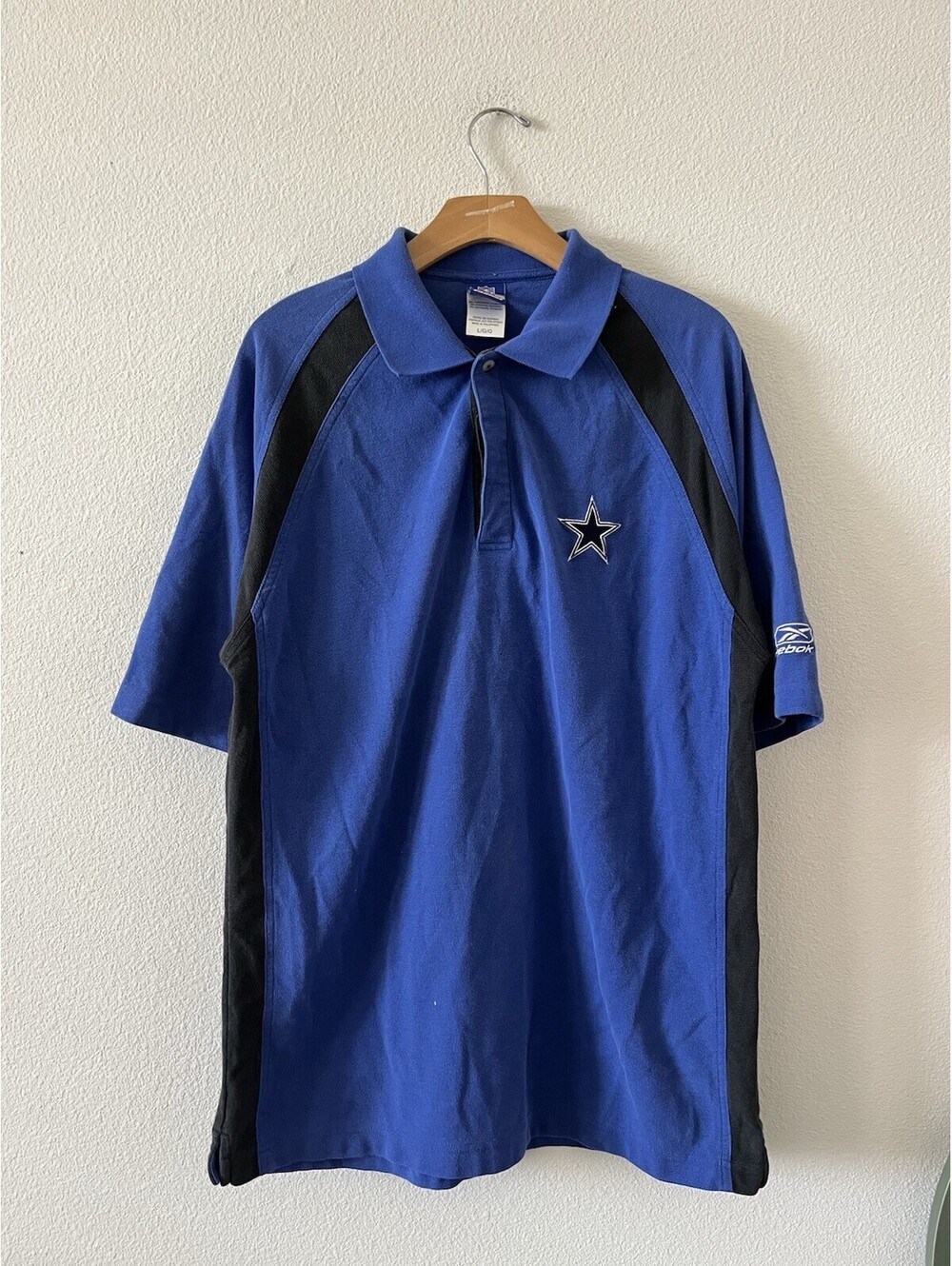 Reebok NFL Dallas Cowboys PlayDry Polo Shirt Blue Size L
